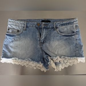 Forever 21 Lace Light Wash Denim Shorts